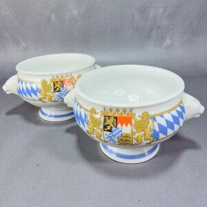 Seltmann Weiden Compact Bayern Lion Head Bavaria German Porcelain Set2 Dish Bowl